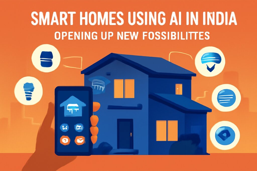 Modern Indian family using smart home devices in living room